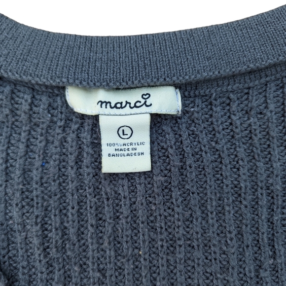 Grey Knit Sweater with Cutout Neckline Sexy V-neck Style Marci Sweater Sz Large - Picture 5 of 7